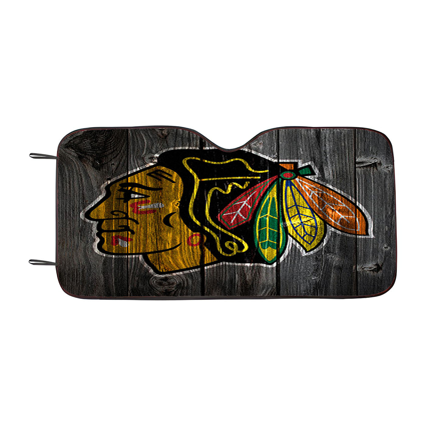 Chicago Blackhawks Wooden Car Auto Sun Shade Windshield Cover