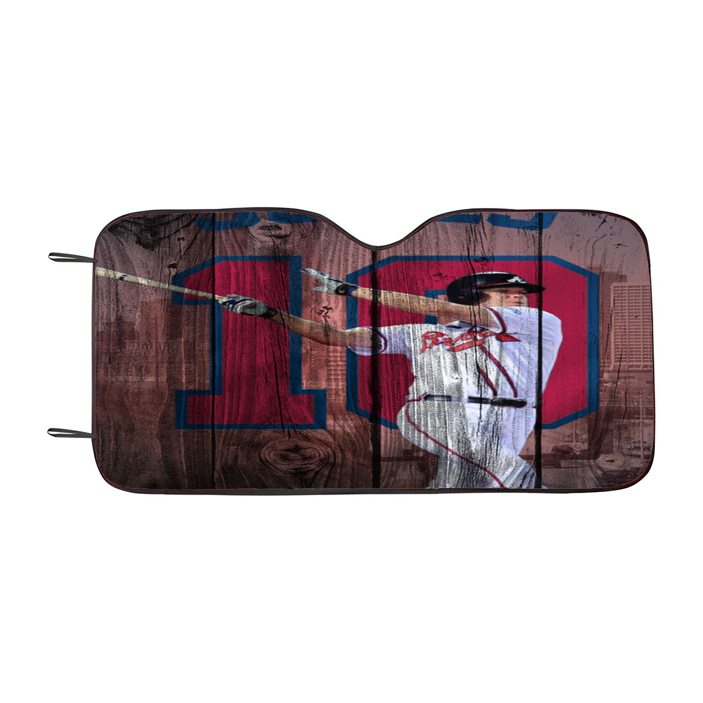 Chip Jones Mlb 10 Dark Wood Wallpaper Car Auto Sun Shade Windshield Cover