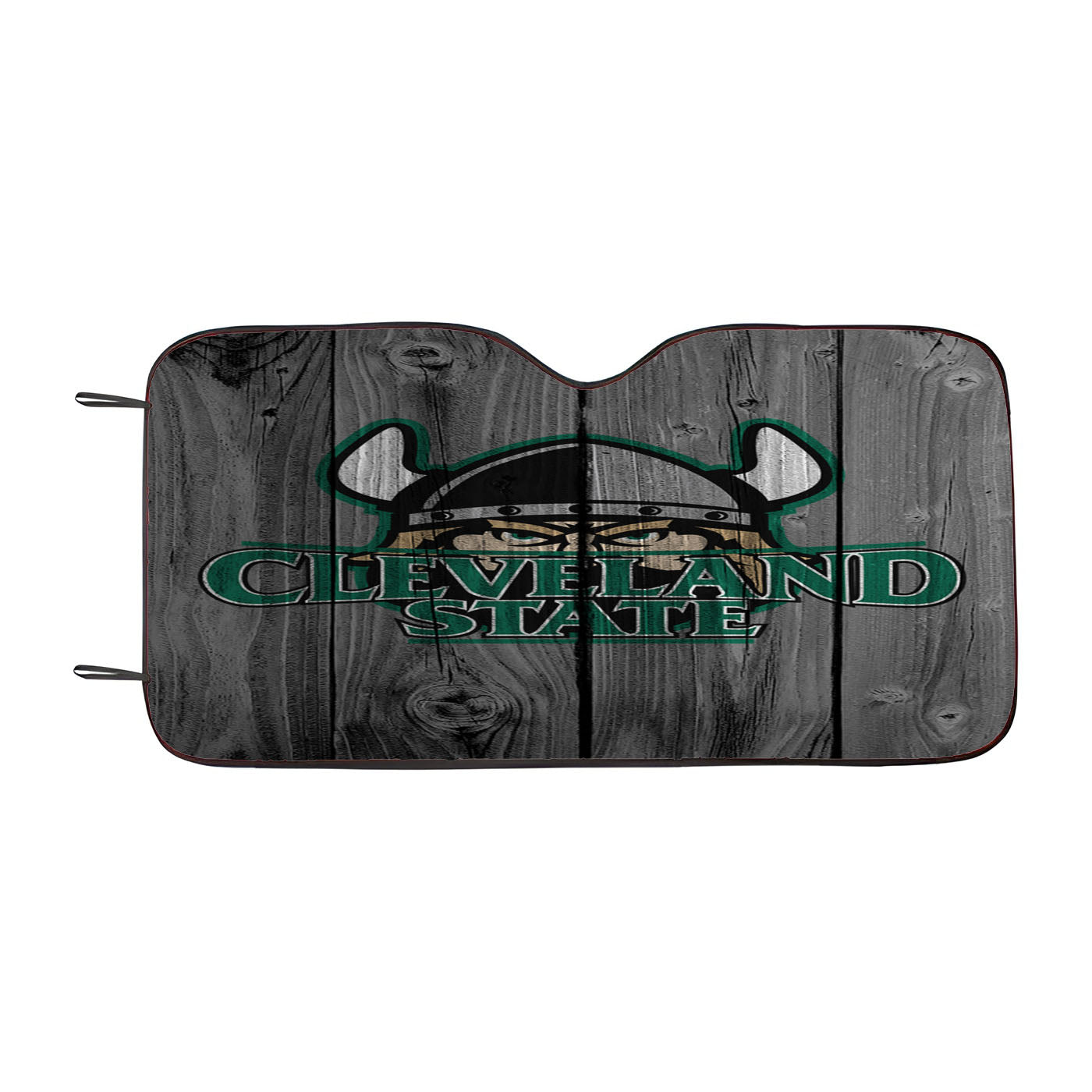 Cleveland State University Mascot Logo Dark Wood Wallpaper Car Auto Sun Shade Windshield Cover
