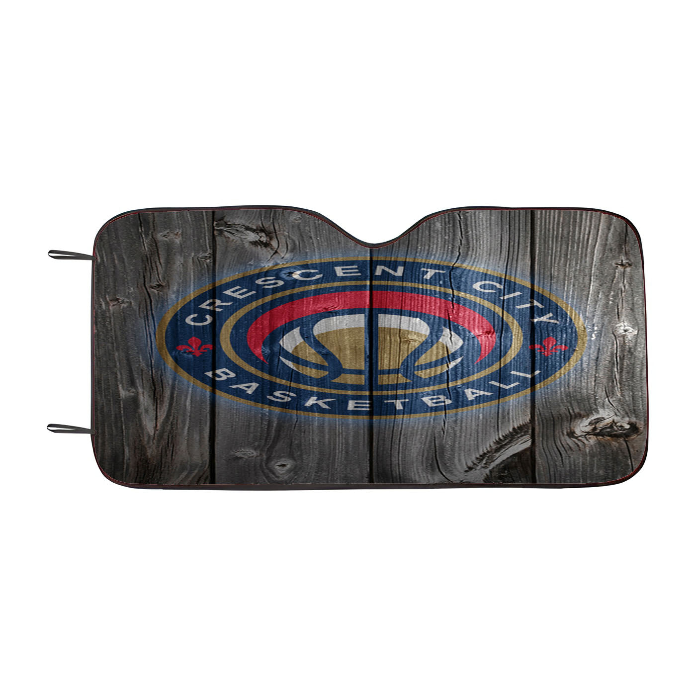 Crescent City Nba Logo Dark Wood Wallpaper Car Auto Sun Shade Windshield Cover