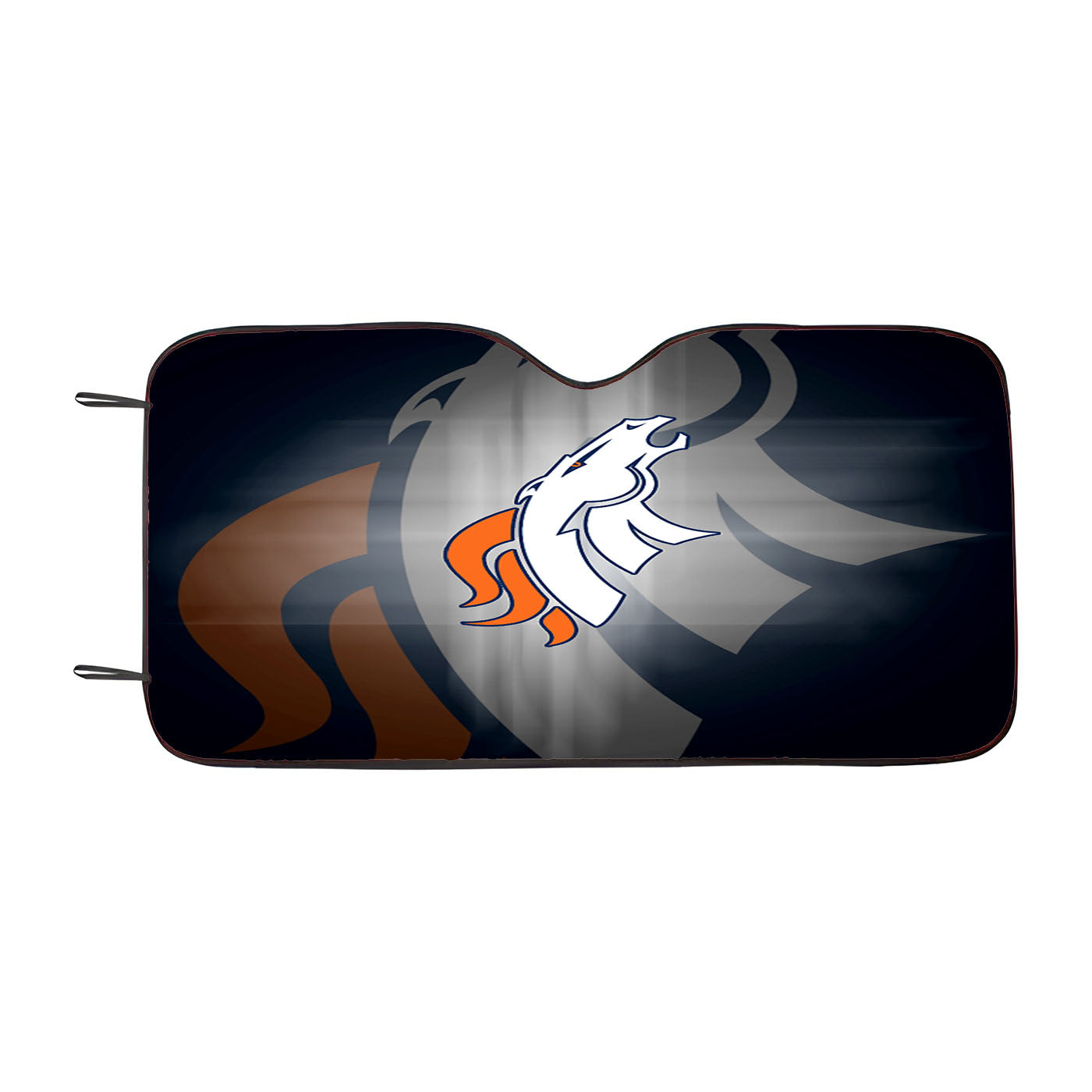 Denver Broncos Emblem And Silhouette Flag Car Auto Sun Shade Windshield Cover