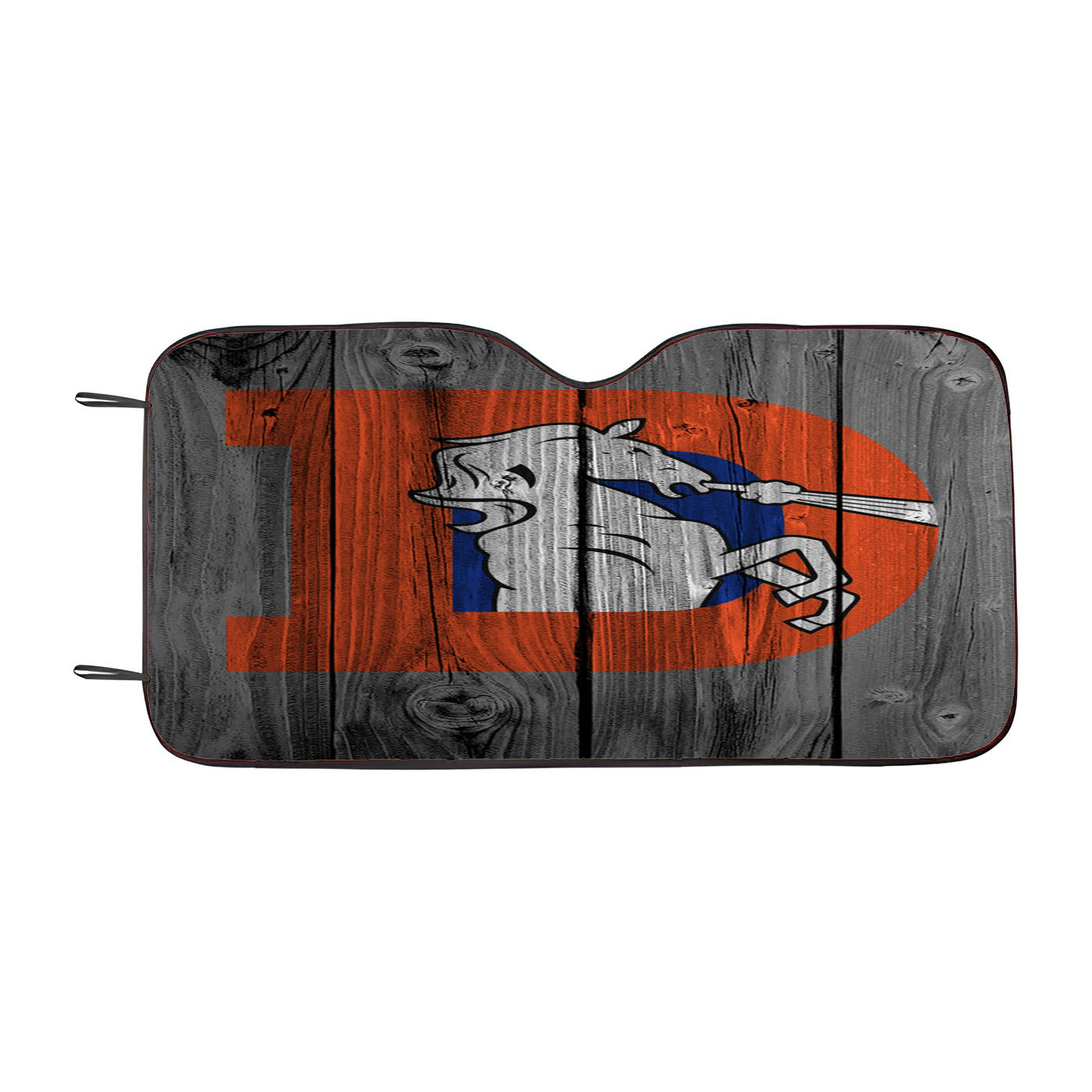 Denver Broncos Old School Logo Dark Wood Wallpaper Car Auto Sun Shade Windshield Cover