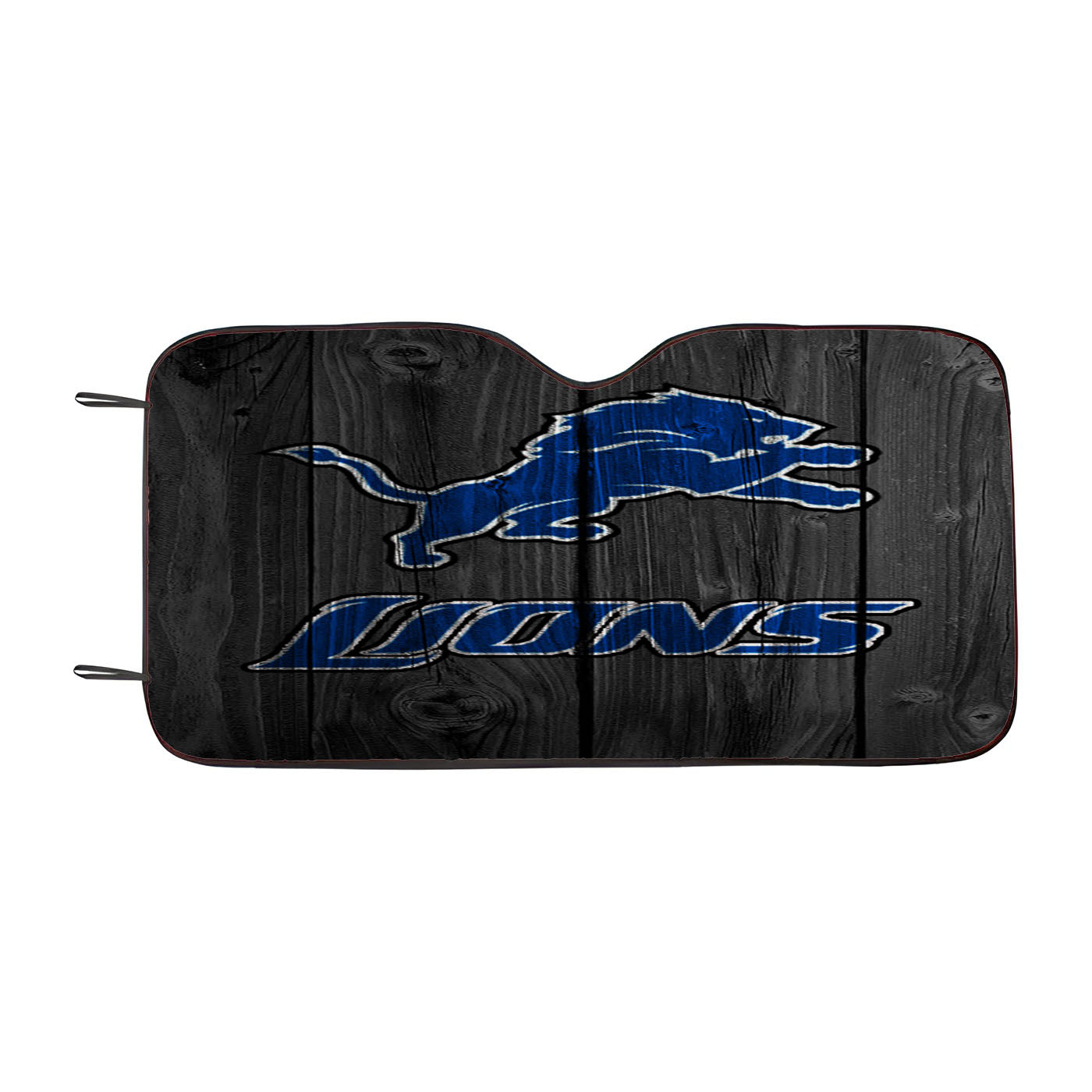 Detroit Lions Nfl Logo Dark Wood Wallpaper Car Auto Sun Shade Windshield Cover