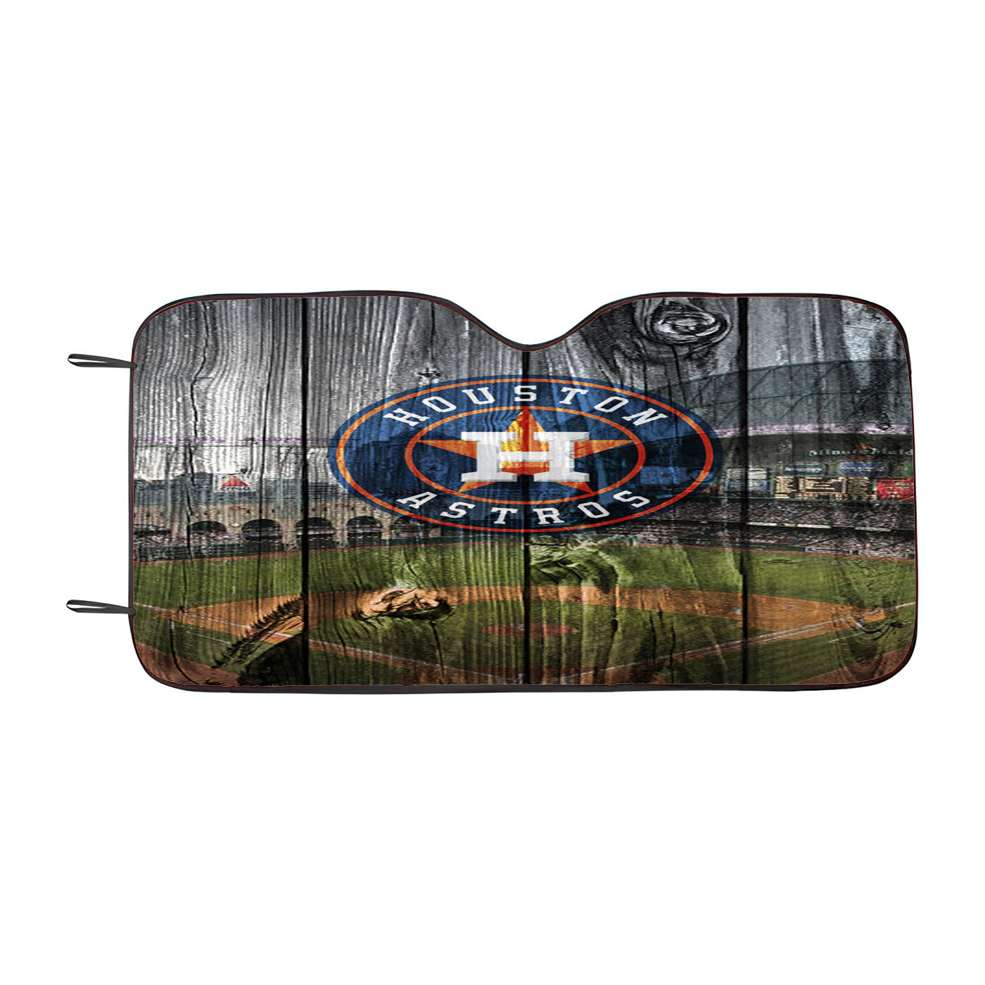 Houston Astros Mlb Stadium Logo Dark Wood Wallpaper Car Auto Sun Shade Windshield Cover
