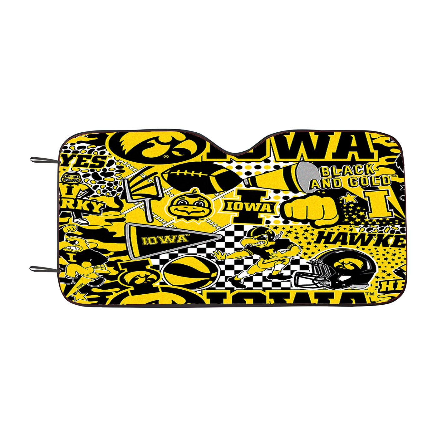 Iowa Hawkeyes Doodle Logo And Mascot Car Auto Sun Shade Windshield Cover