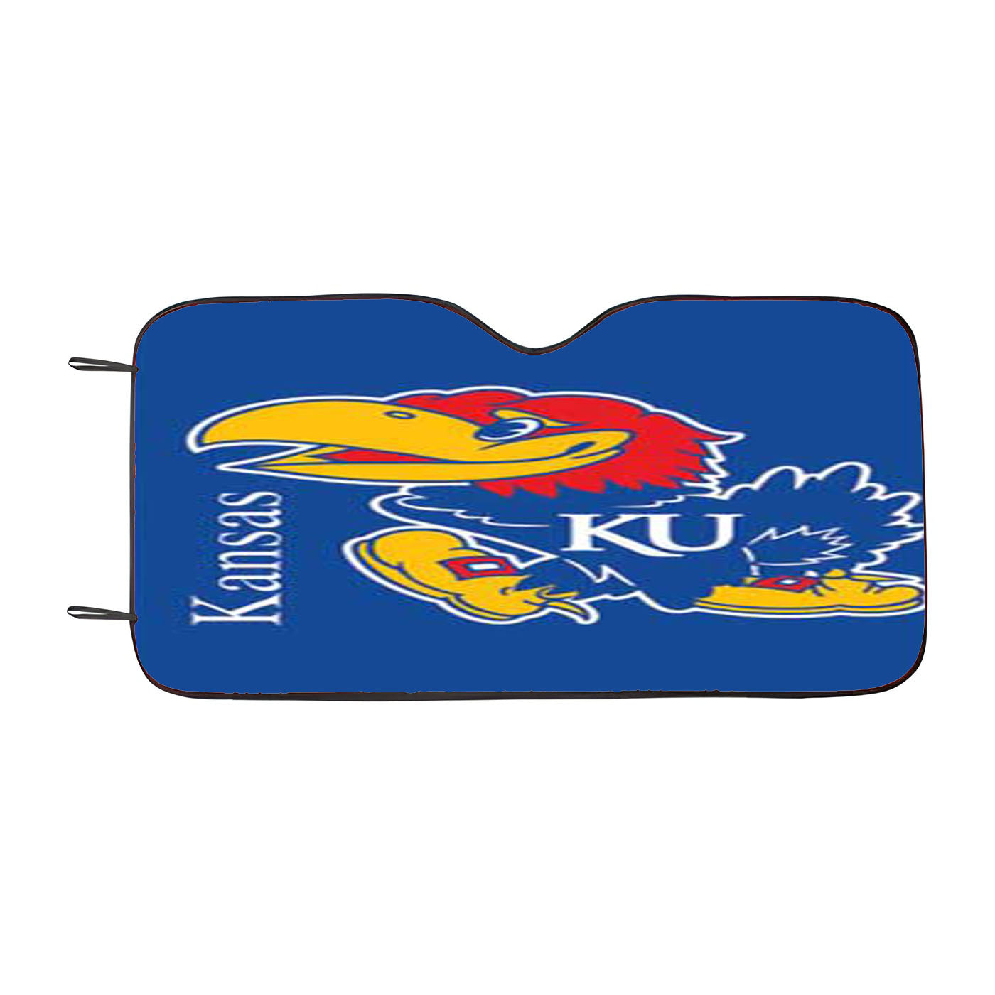 Kansas Jawhawks Logo Over Blue Car Auto Sun Shade Windshield Cover