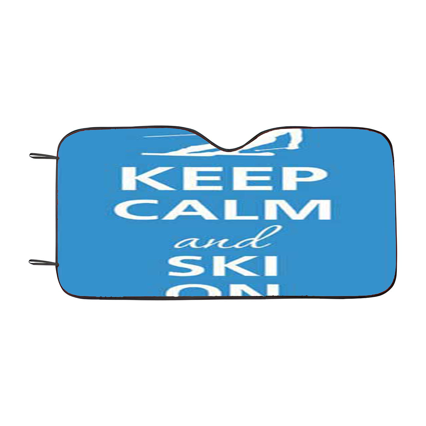 Keep Calm Ski On Blue Bkg Car Auto Sun Shade Windshield Cover