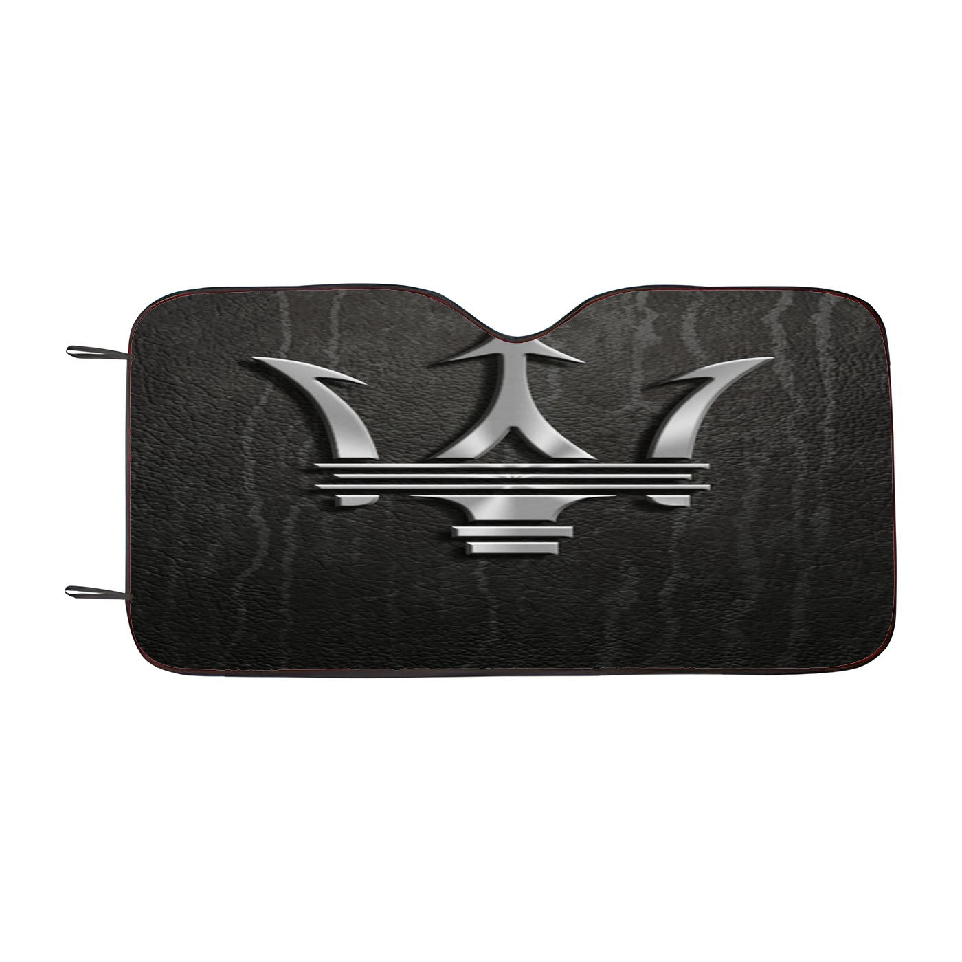 Maserati Metal Logo Emblem Leather Texture Car Auto Sun Shade Windshield Cover