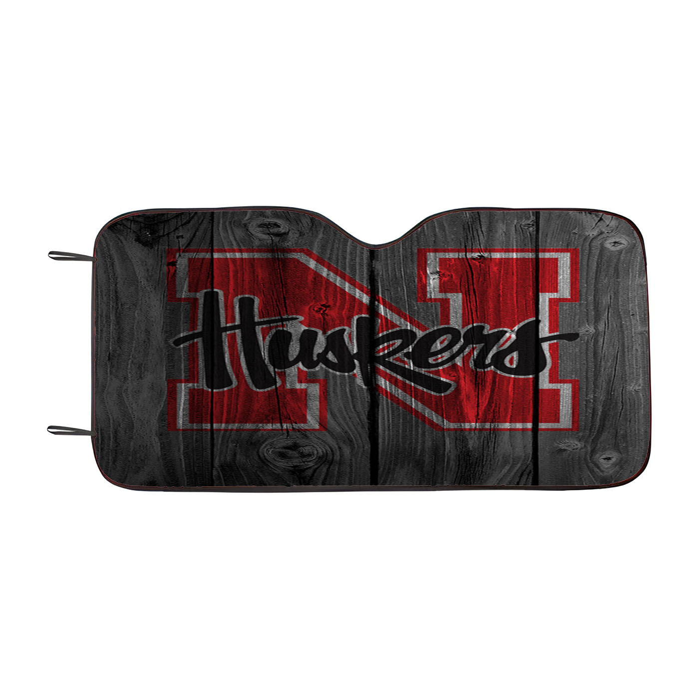 Nebraska Corn Huskers Nfl Logo Dark Wood Wallpaper Car Auto Sun Shade Windshield Cover