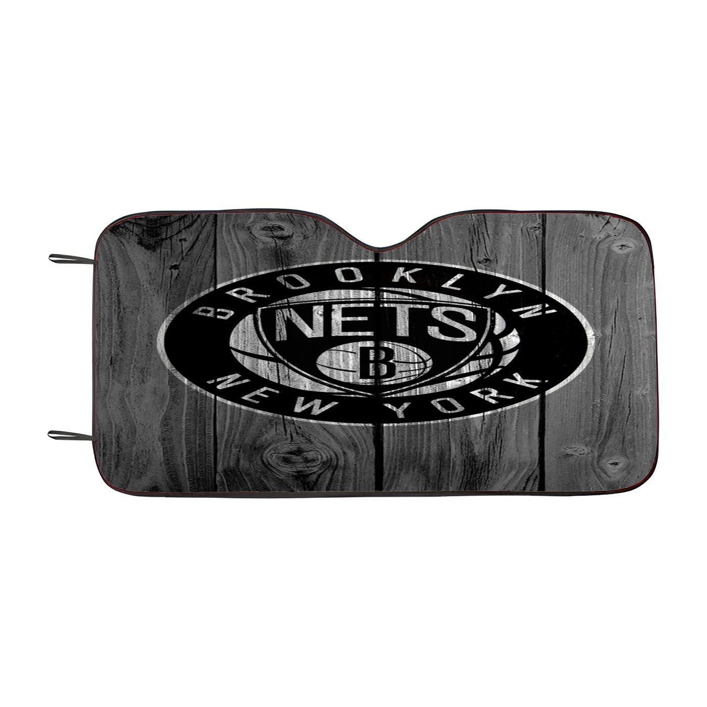 New York Brooklyn Nets Nba Logo Dark Wood Wallpaper Car Auto Sun Shade Windshield Cover