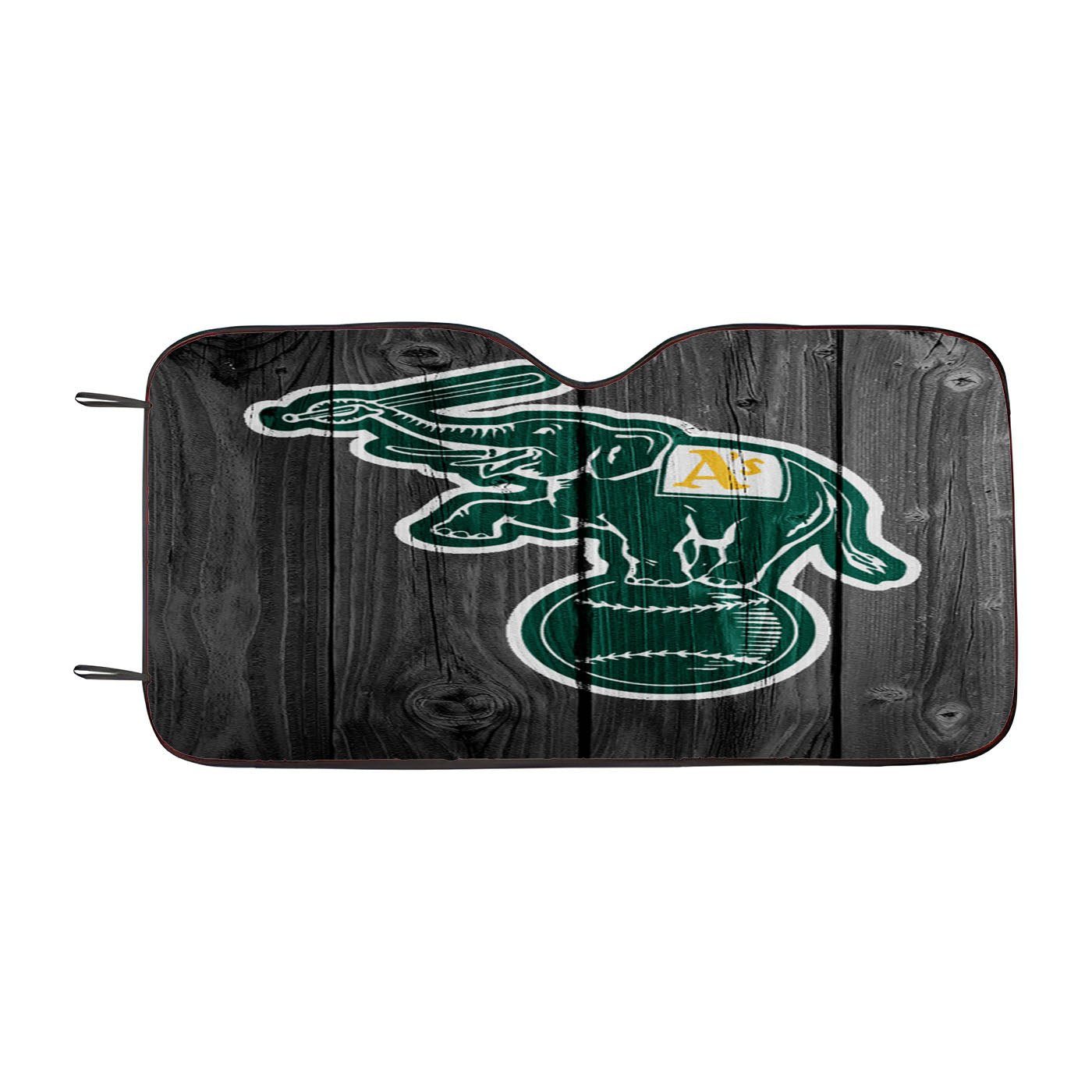 Oakland Athletics Mlb Logo Dark Wood Wallpaper Car Auto Sun Shade Windshield Cover