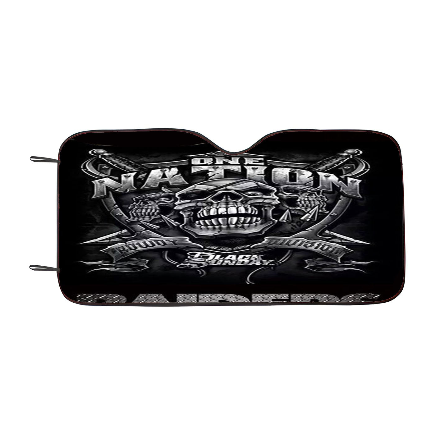Oakland Raiders Black One Nation Car Auto Sun Shade Windshield Cover