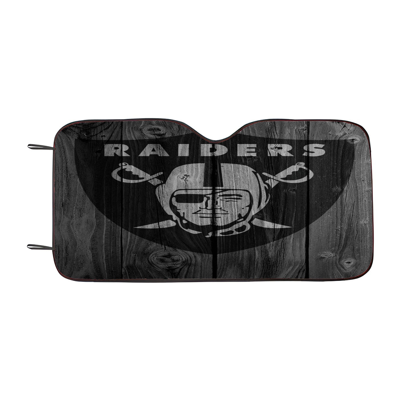 Oakland Raiders Nfl Logo Dark Wood Wallpaper Car Auto Sun Shade Windshield Cover