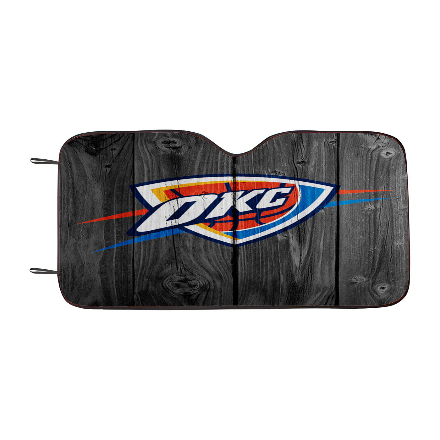 Oklahoma City Thunder Nba Logo Dark Wood Wallpaper Car Auto Sun Shade Windshield Cover