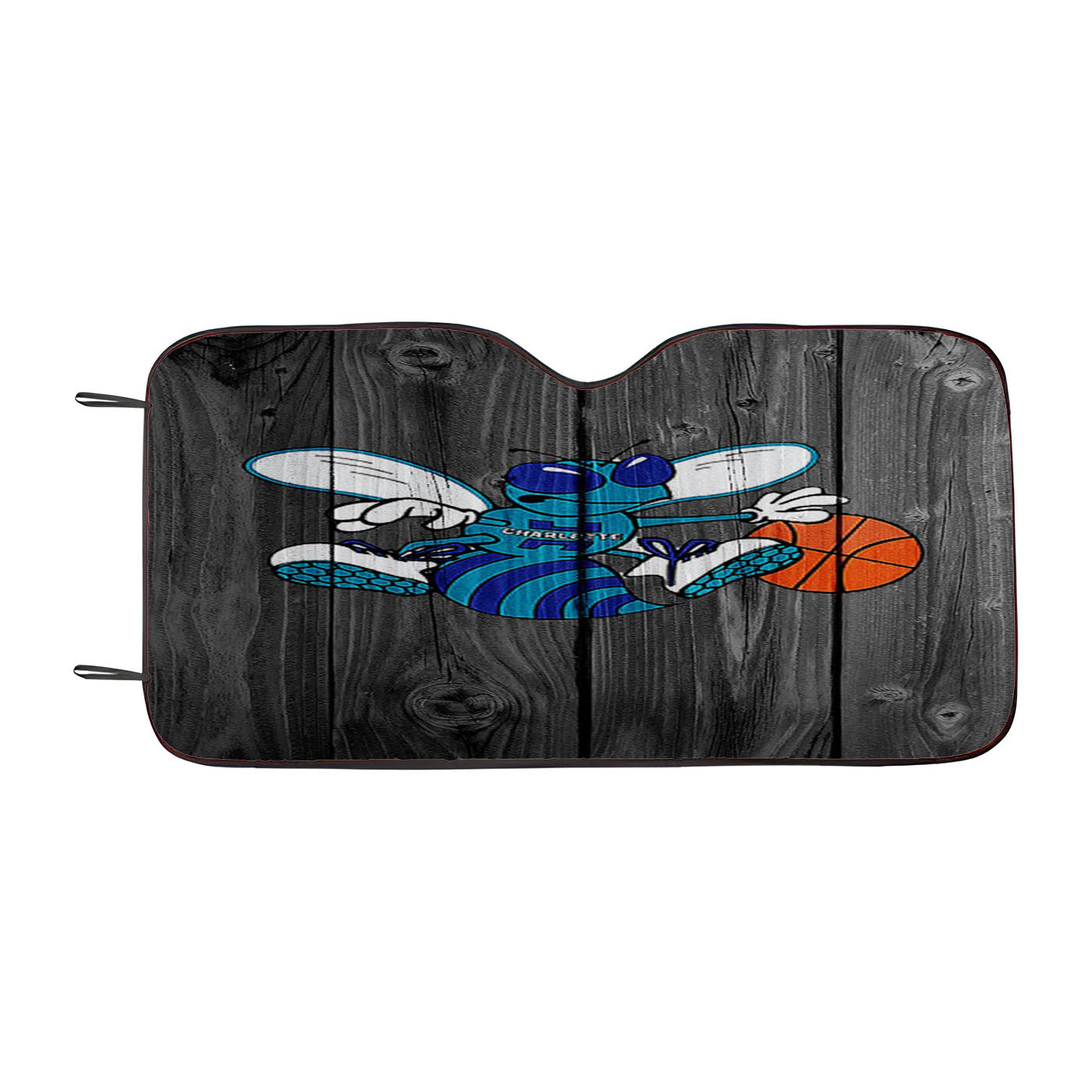 Old Charlotte Hornets Nba Logo Dark Wood Wallpaper Car Auto Sun Shade Windshield Cover