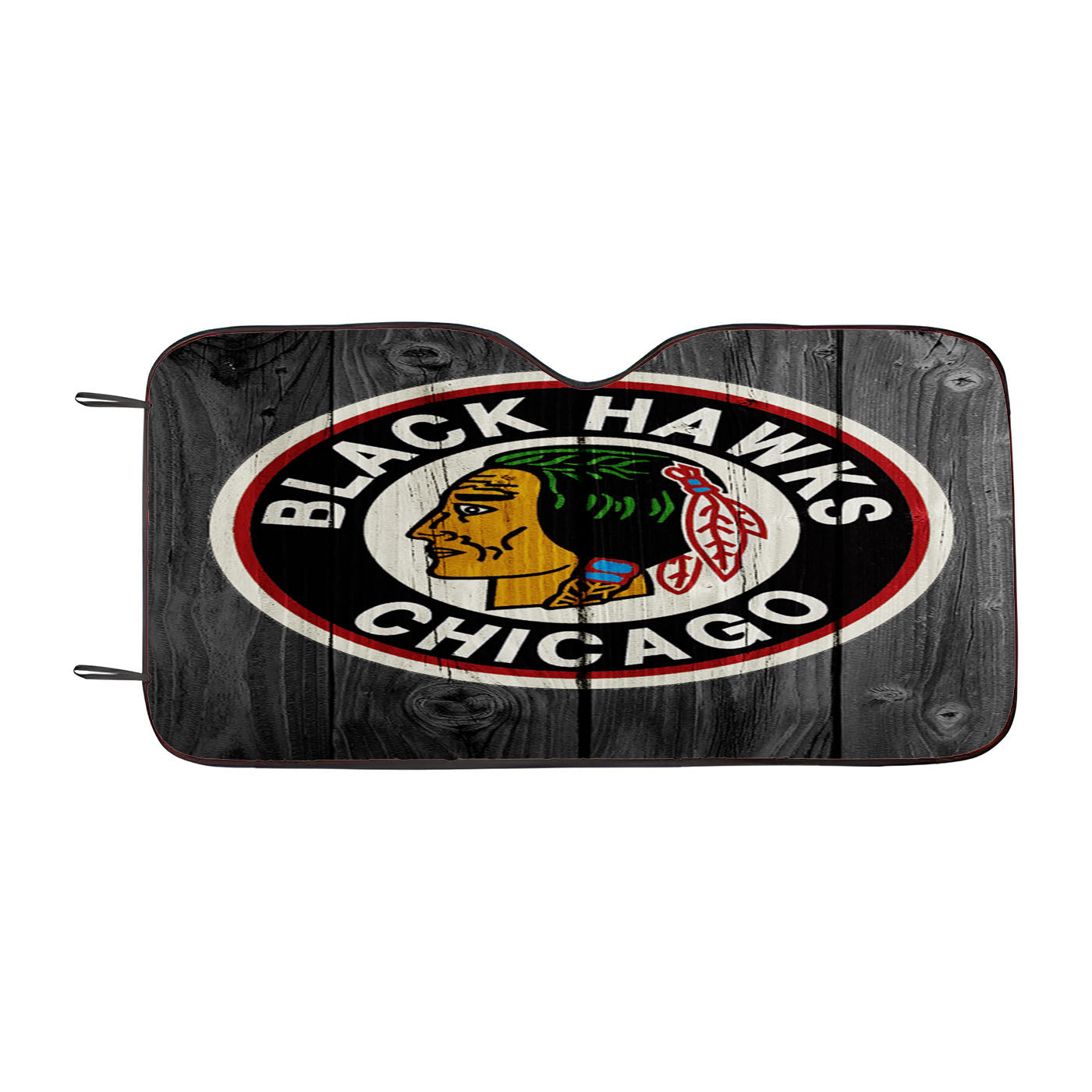 Old Chicago Blackhawks Nhl Logo Dark Wood Wallpaper Car Auto Sun Shade Windshield Cover