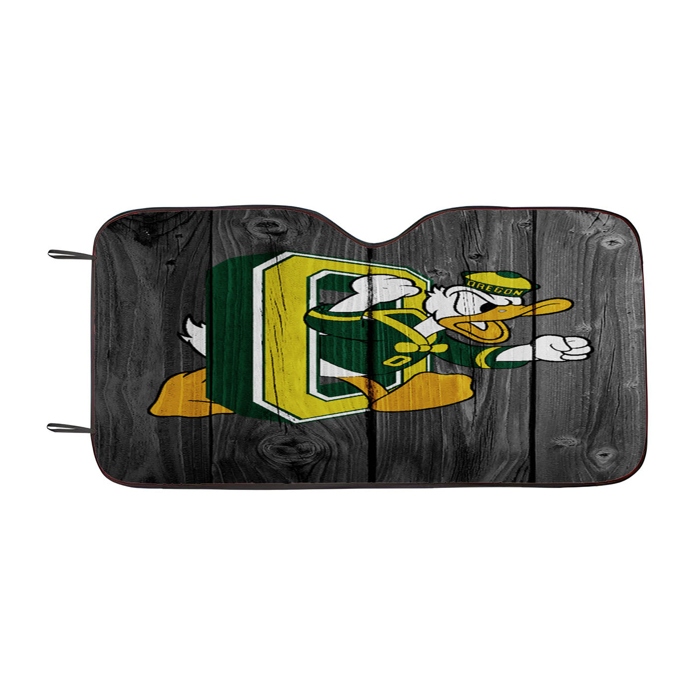 Oregon Ducks University Nfl Logo Dark Wood Wallpaper 2 Car Auto Sun Shade Windshield Cover