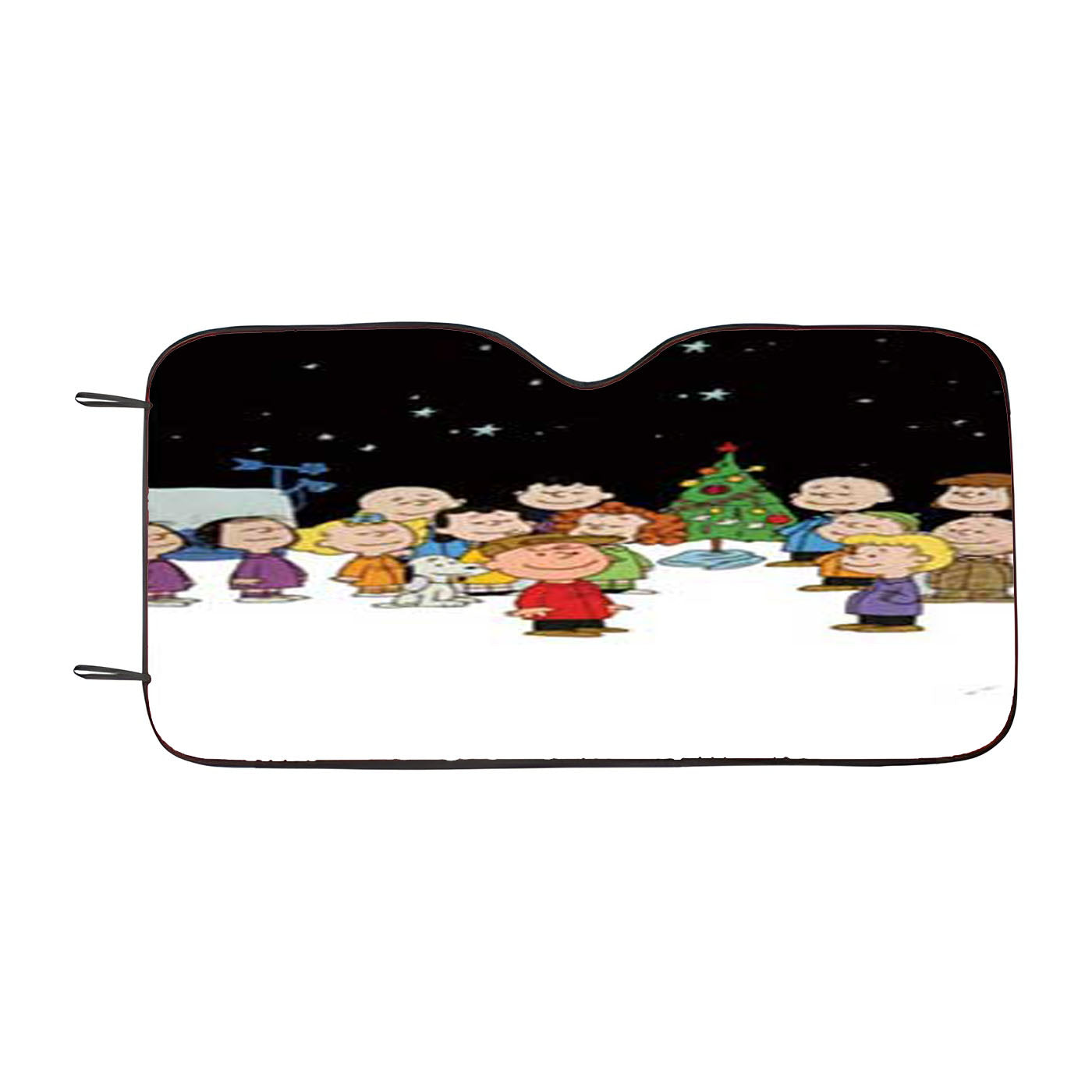Peanuts Christmas Blk Sky Car Auto Sun Shade Windshield Cover