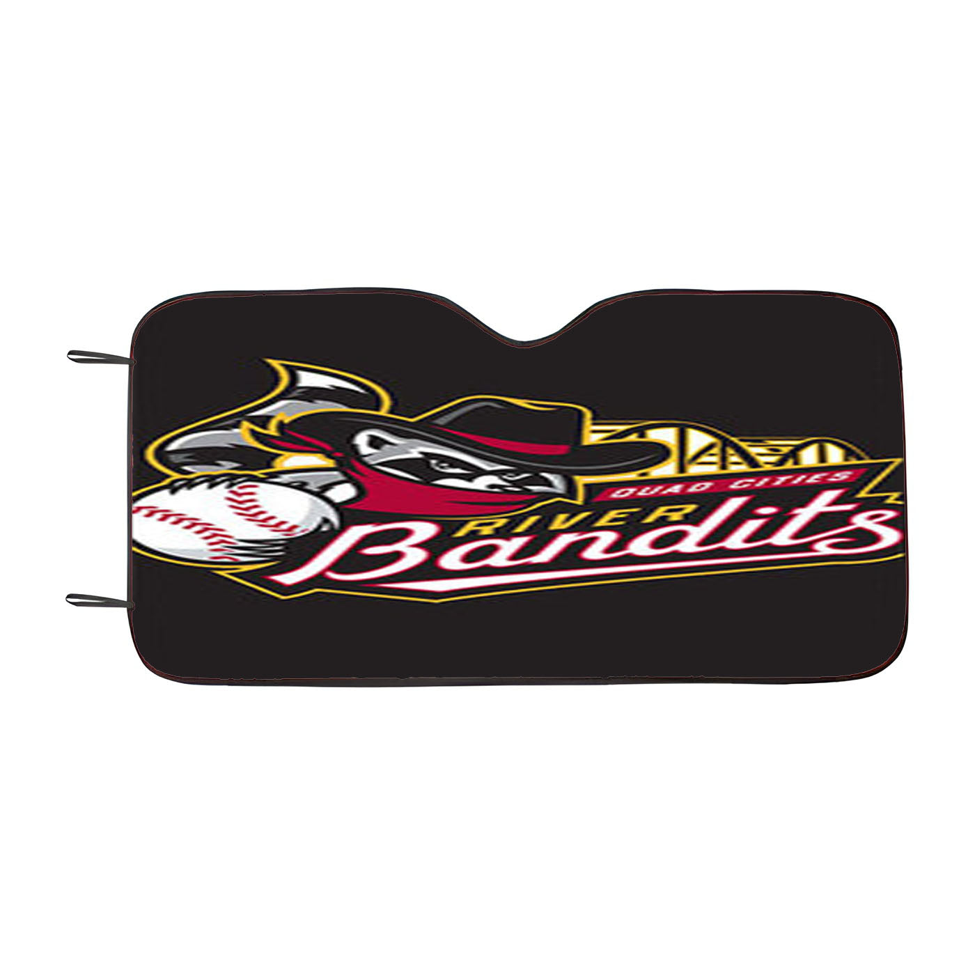 Quad Cities River Bandits Logo Black Car Auto Sun Shade Windshield Cover
