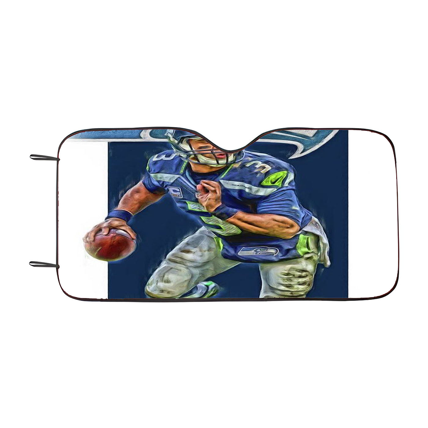 Russell Wilson Seattle Seahawks Oil Art Car Auto Sun Shade Windshield Cover
