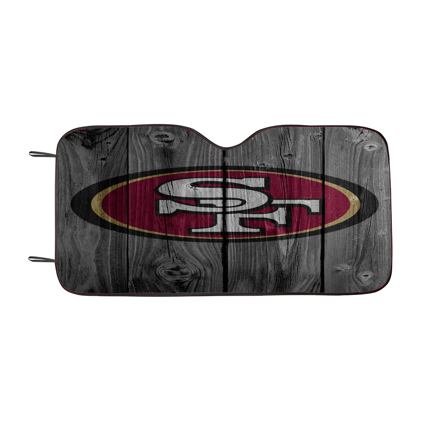 San Francisco 49Ers Nfl Wood Logo Dark Wood Wallpaper Car Auto Sun Shade Windshield Cover