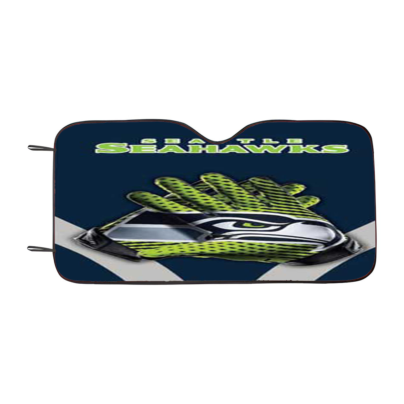 Seattle Seahawks Gloves Blue Grey Car Auto Sun Shade Windshield Cover