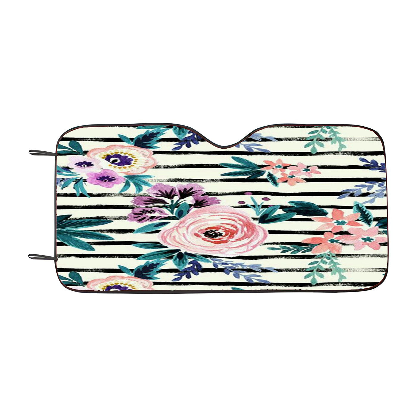 Victoria Floral Stripe Car Auto Sun Shade Windshield Cover