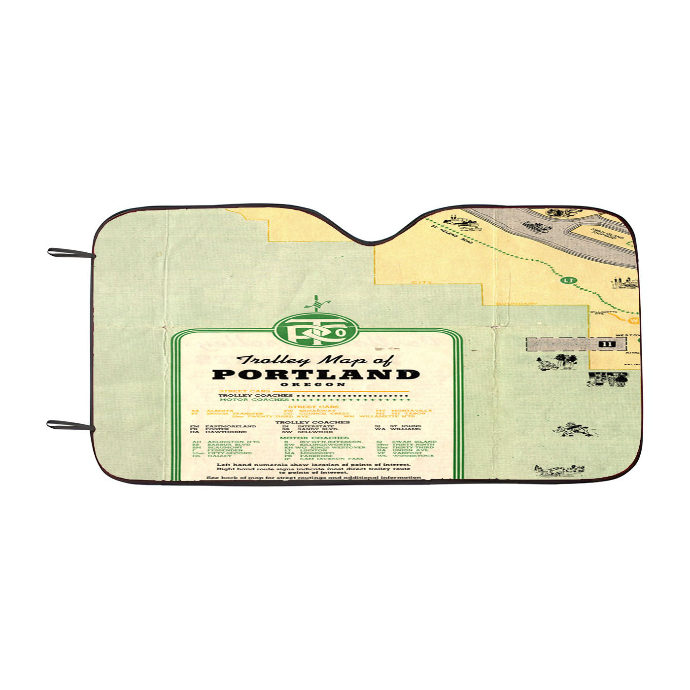 Vintage Portland Map Car Auto Sun Shade Windshield Cover