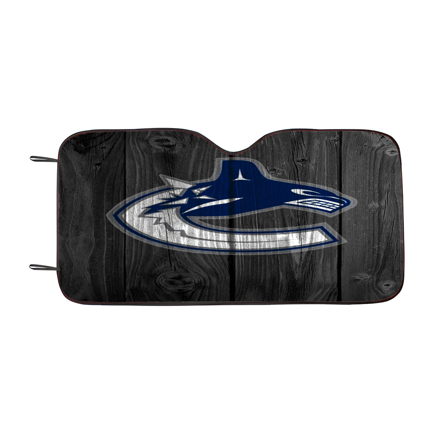 White Vancouver Canucks Nhl Logo Dark Wood Wallpaper Car Auto Sun Shade Windshield Cover