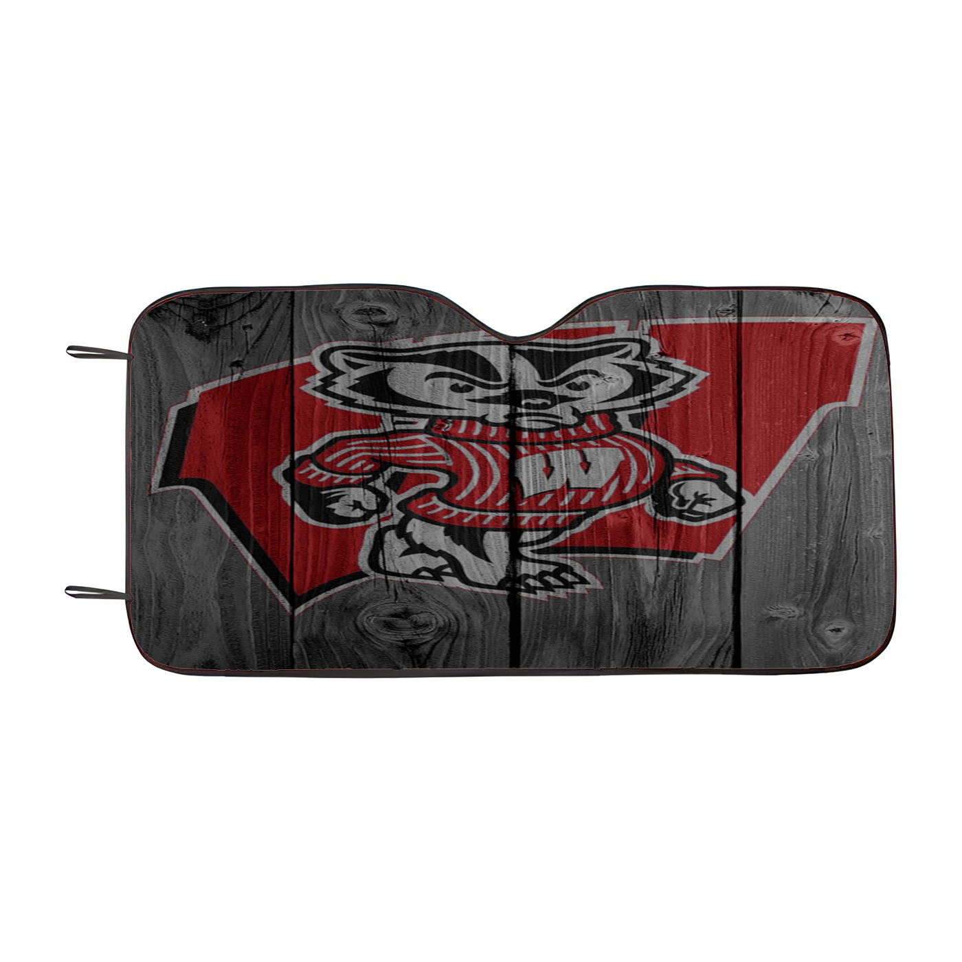 Wisconsin Badgers Bucky Logo Dark Wood Wallpaper Car Auto Sun Shade Windshield Cover
