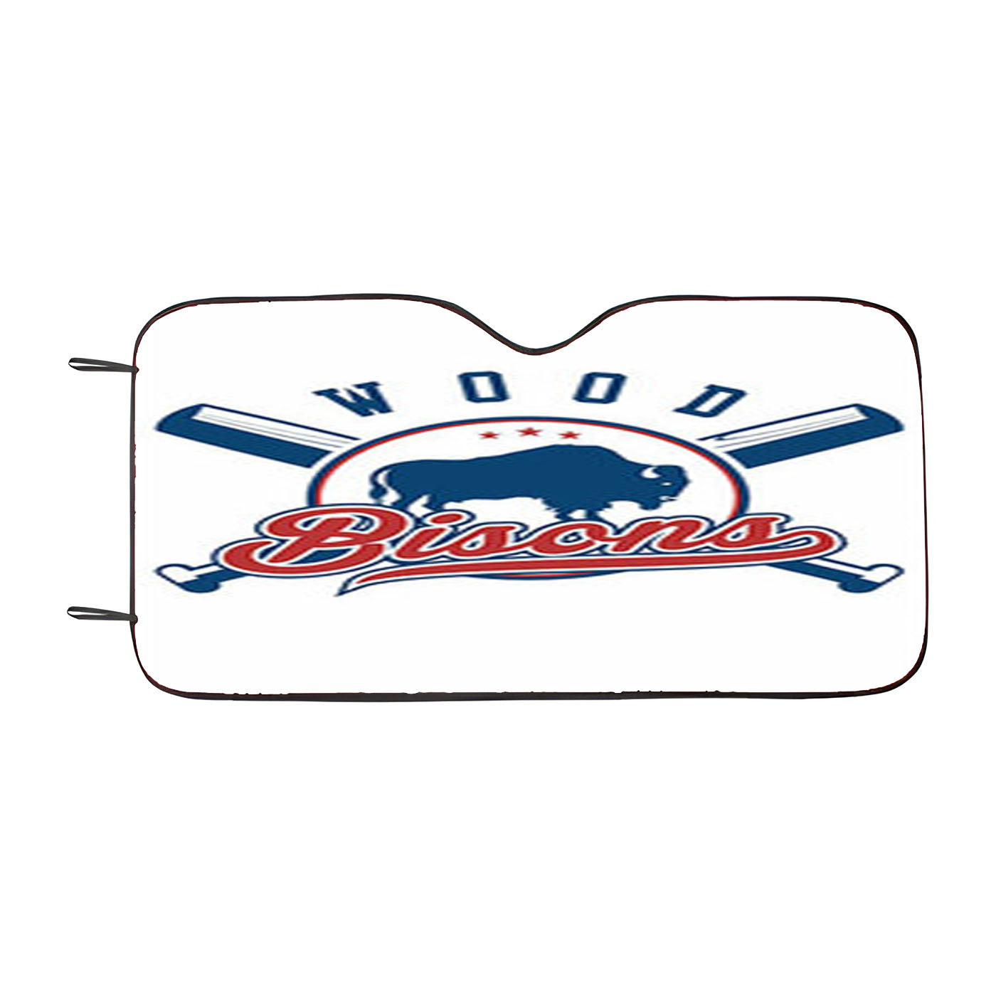 Wood Bisons Baseball Loogo White Car Auto Sun Shade Windshield Cover