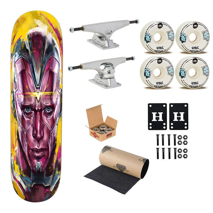 Marvel Vision Illustration Skateboard Complete Board 8.0" X 31.75"
