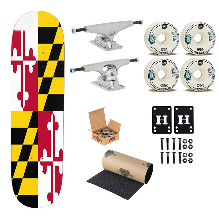 Maryland Flag Skateboard Complete Board 8.0" X 31.75"