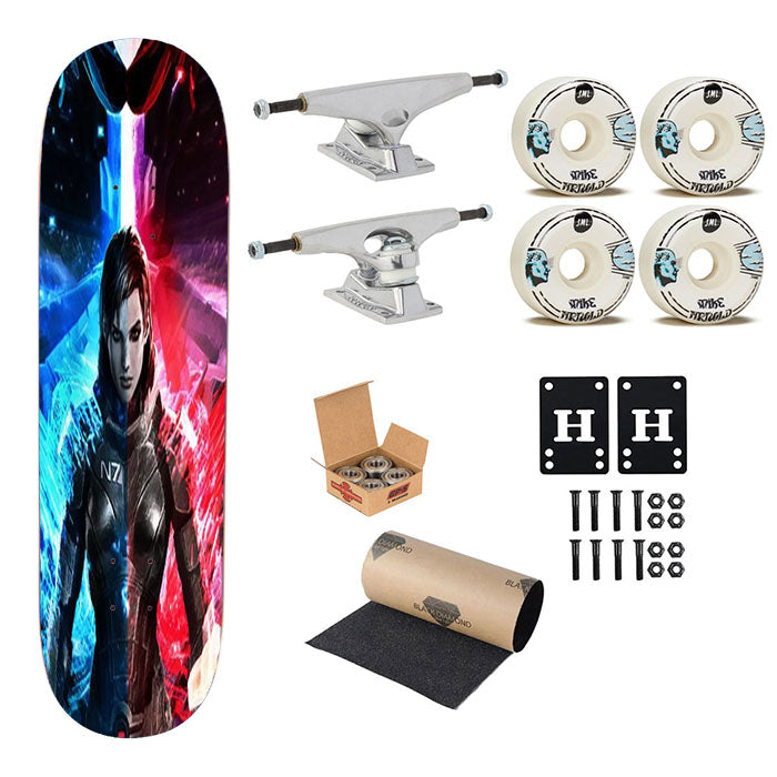 Mass Effect Femshep Skateboard Complete Board 8.0" X 31.75"
