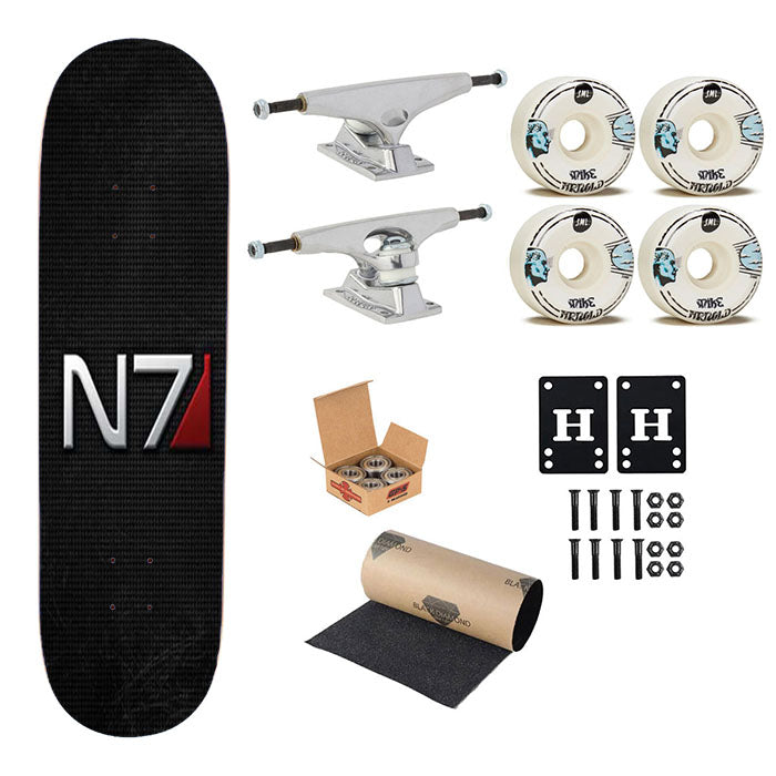 Mass Effect N7 Texture Skateboard Complete Board 8.0" X 31.75"