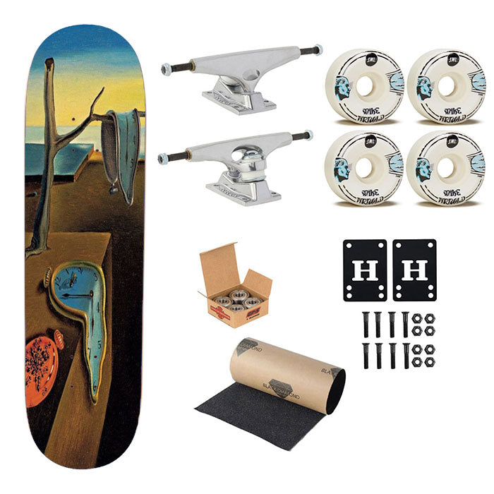 Melt Clock Salvador Pattern Skateboard Complete Board 8.0" X 31.75"