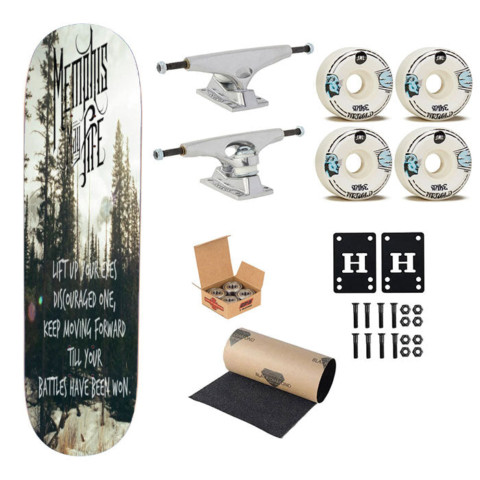 Memphis May Fire Forest Greenn White Skateboard Complete Board 8.0" X 31.75"