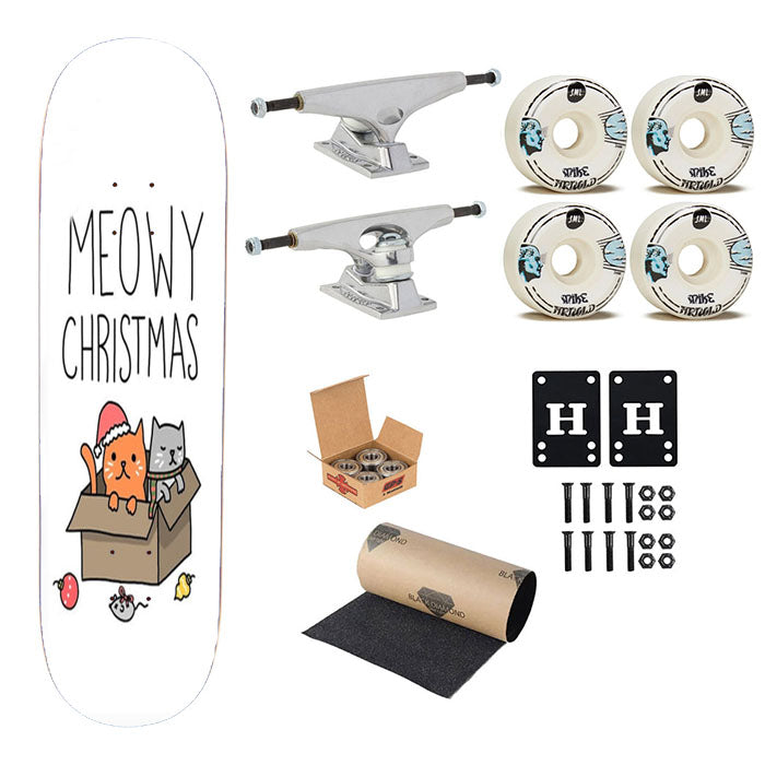 Meowy Christmas Skateboard Complete Board 8.0" X 31.75"