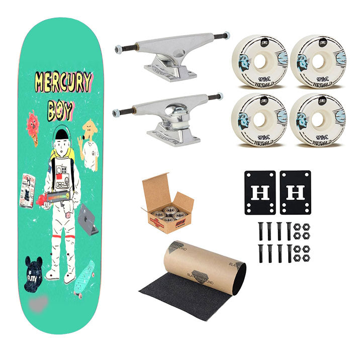Mercury Boy Brave Spaceman Universe Skateboard Complete Board 8.0" X 31.75"