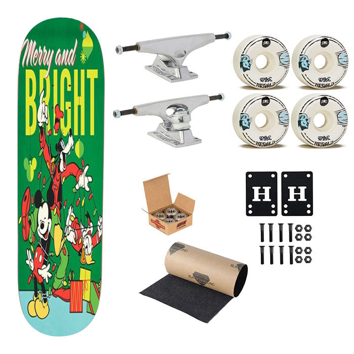 Merry And Bright Mickey And Pals Skateboard Complete Board 8.0" X 31.75"