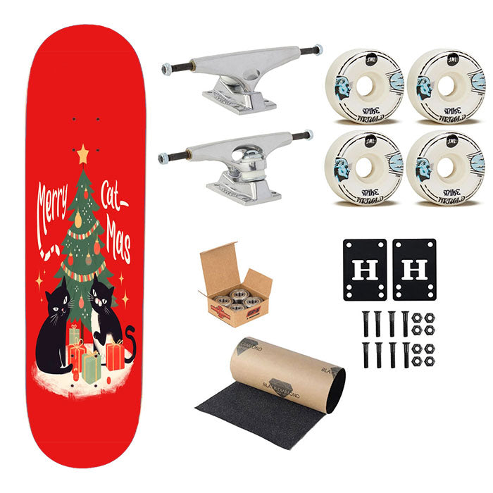 Merry Cat-Mas Funny Cats Christmas Tree Skateboard Complete Board 8.0" X 31.75"