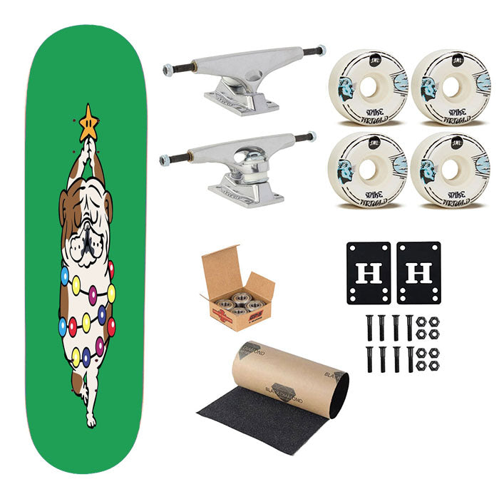 Merry Christmas English Bulldog Skateboard Complete Board 8.0" X 31.75"