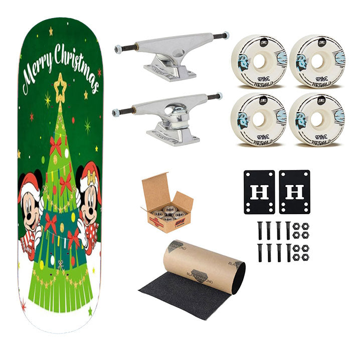 Merry Christmas Mickey And Minnie Tree Skateboard Complete Board 8.0" X 31.75"