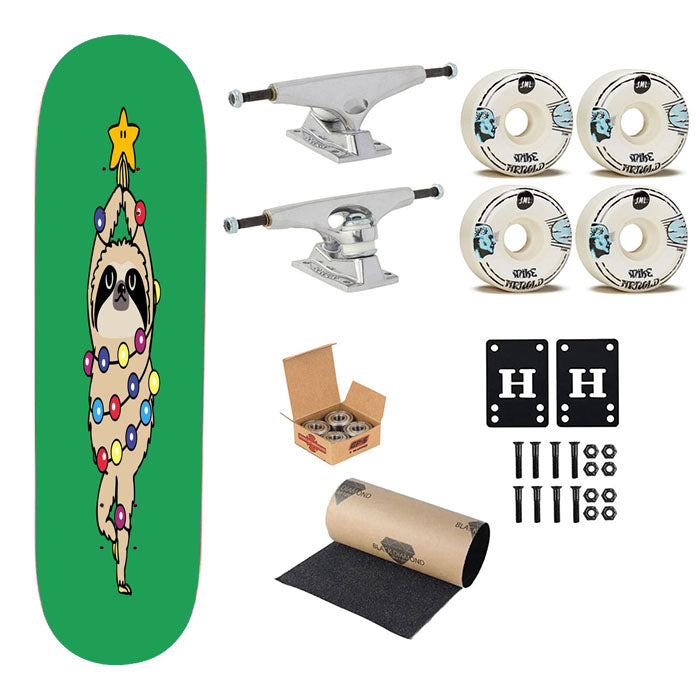 Merry Christmas Sloth Art Skateboard Complete Board 8.0" X 31.75"