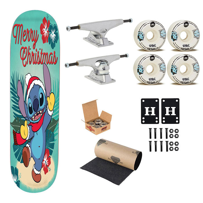 Merry Christmas Stitch Skateboard Complete Board 8.0" X 31.75"