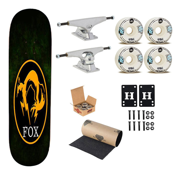 Metal Gear Solid Fox Logo Skateboard Complete Board 8.0" X 31.75"