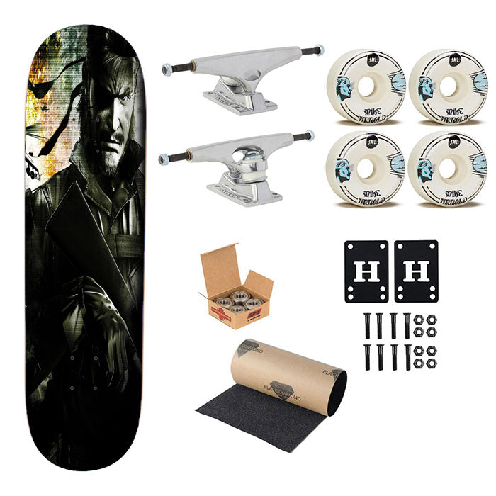 Metal Gear Solid Snake Skateboard Complete Board 8.0" X 31.75"