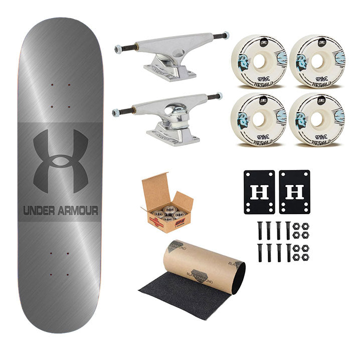 Metalic Under Armour Skateboard Complete Board 8.0" X 31.75"