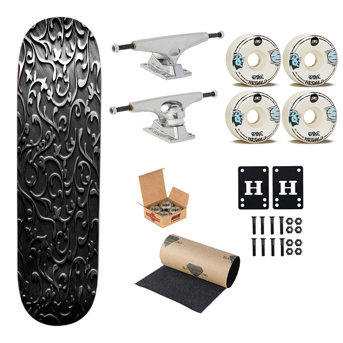 Metallic Flower Skateboard Complete Board 8.0" X 31.75"