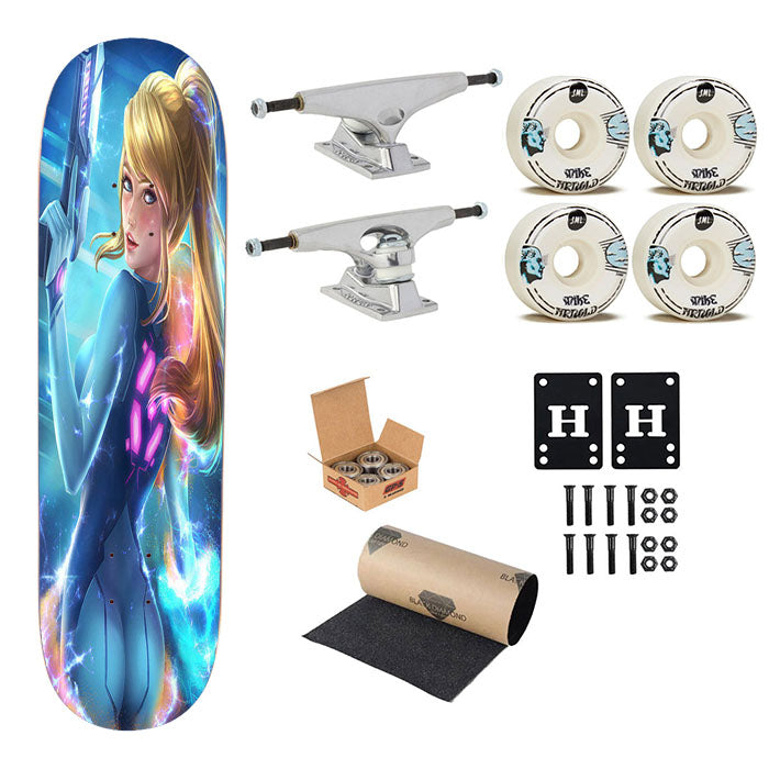 Metroid Samus Aran Skateboard Complete Board 8.0" X 31.75"
